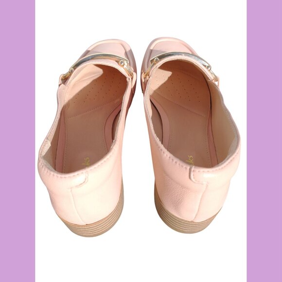 Women's Pure Block-Heel Leather Pink Loafers, size 6 - Picture 6 of 13